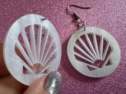 Pearlescent Shell Earrings: Laser Cut Acrylic Shells, Ocean, Beach, Seashells, Pearl, Mollusks, Sea Creature, Best Gifts for Her/Him/Them
