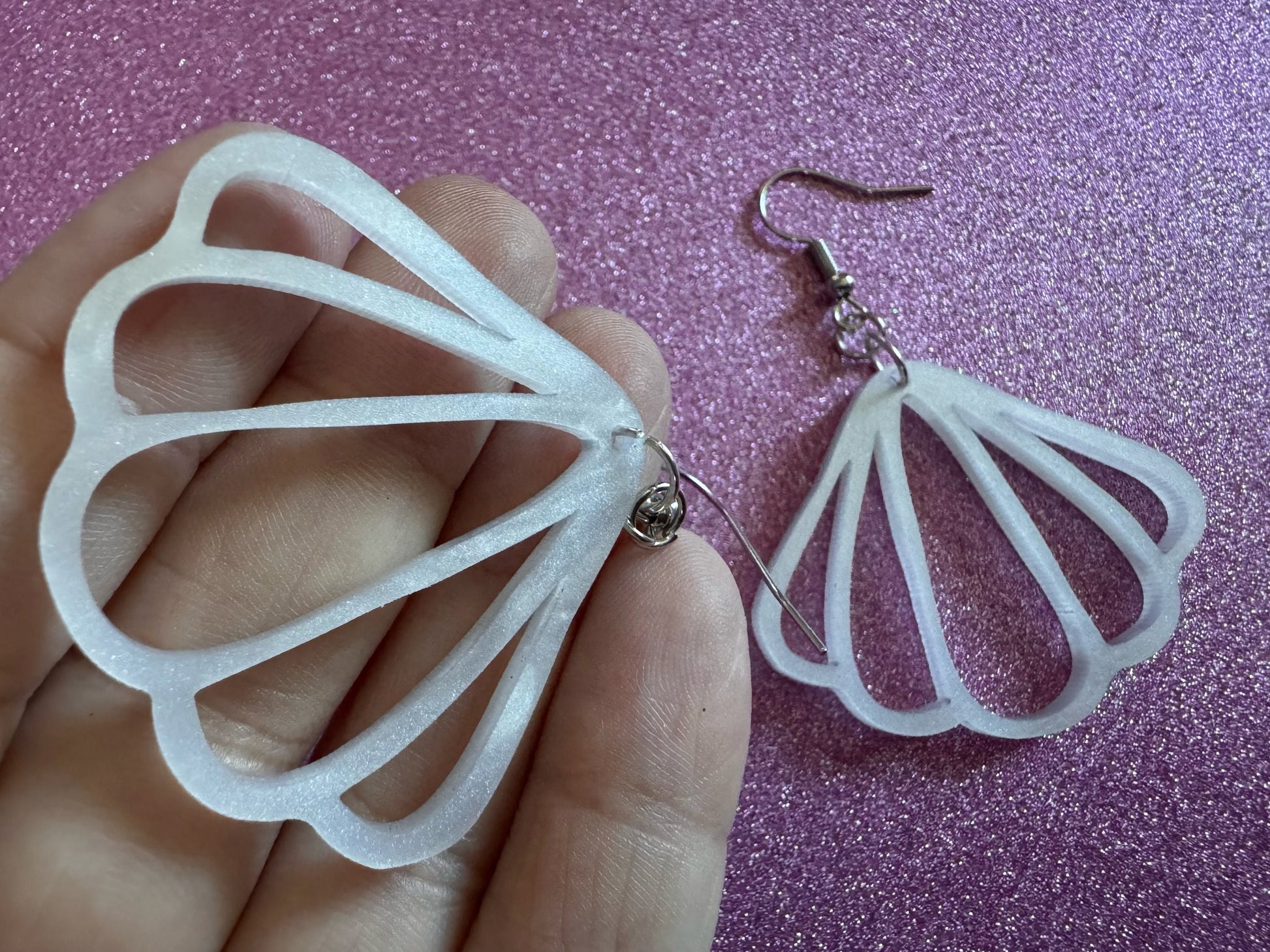 Pearlescent Shell Earrings: Laser Cut Acrylic Shells, Ocean, Beach, Seashells, Pearl, Mollusks, Sea Creature, Best Gifts for Her/Him/Them
