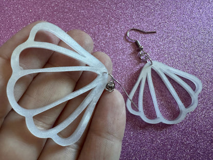 Pearlescent Shell Earrings: Laser Cut Acrylic Shells, Ocean, Beach, Seashells, Pearl, Mollusks, Sea Creature, Best Gifts for Her/Him/Them