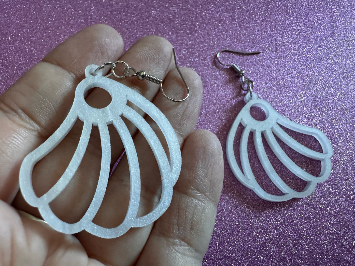 Pearlescent Shell Earrings: Laser Cut Acrylic Shells, Ocean, Beach, Seashells, Pearl, Mollusks, Sea Creature, Best Gifts for Her/Him/Them