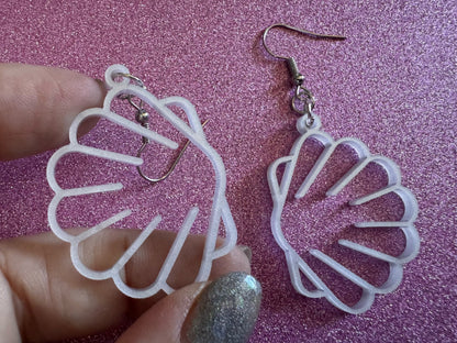 Pearlescent Shell Earrings: Laser Cut Acrylic Shells, Ocean, Beach, Seashells, Pearl, Mollusks, Sea Creature, Best Gifts for Her/Him/Them