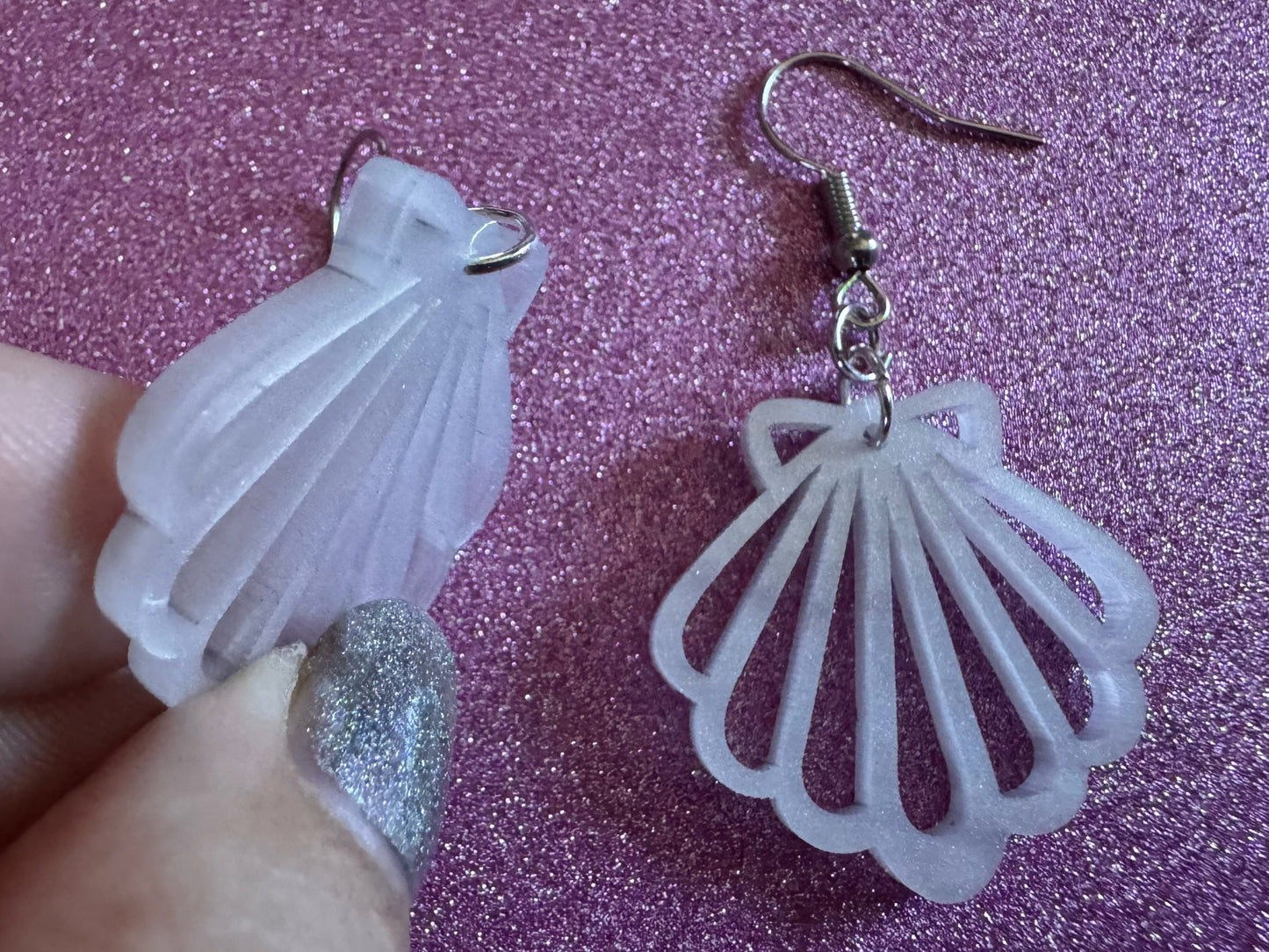 Pearlescent Shell Earrings: Laser Cut Acrylic Shells, Ocean, Beach, Seashells, Pearl, Mollusks, Sea Creature, Best Gifts for Her/Him/Them