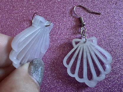 Pearlescent Shell Earrings: Laser Cut Acrylic Shells, Ocean, Beach, Seashells, Pearl, Mollusks, Sea Creature, Best Gifts for Her/Him/Them