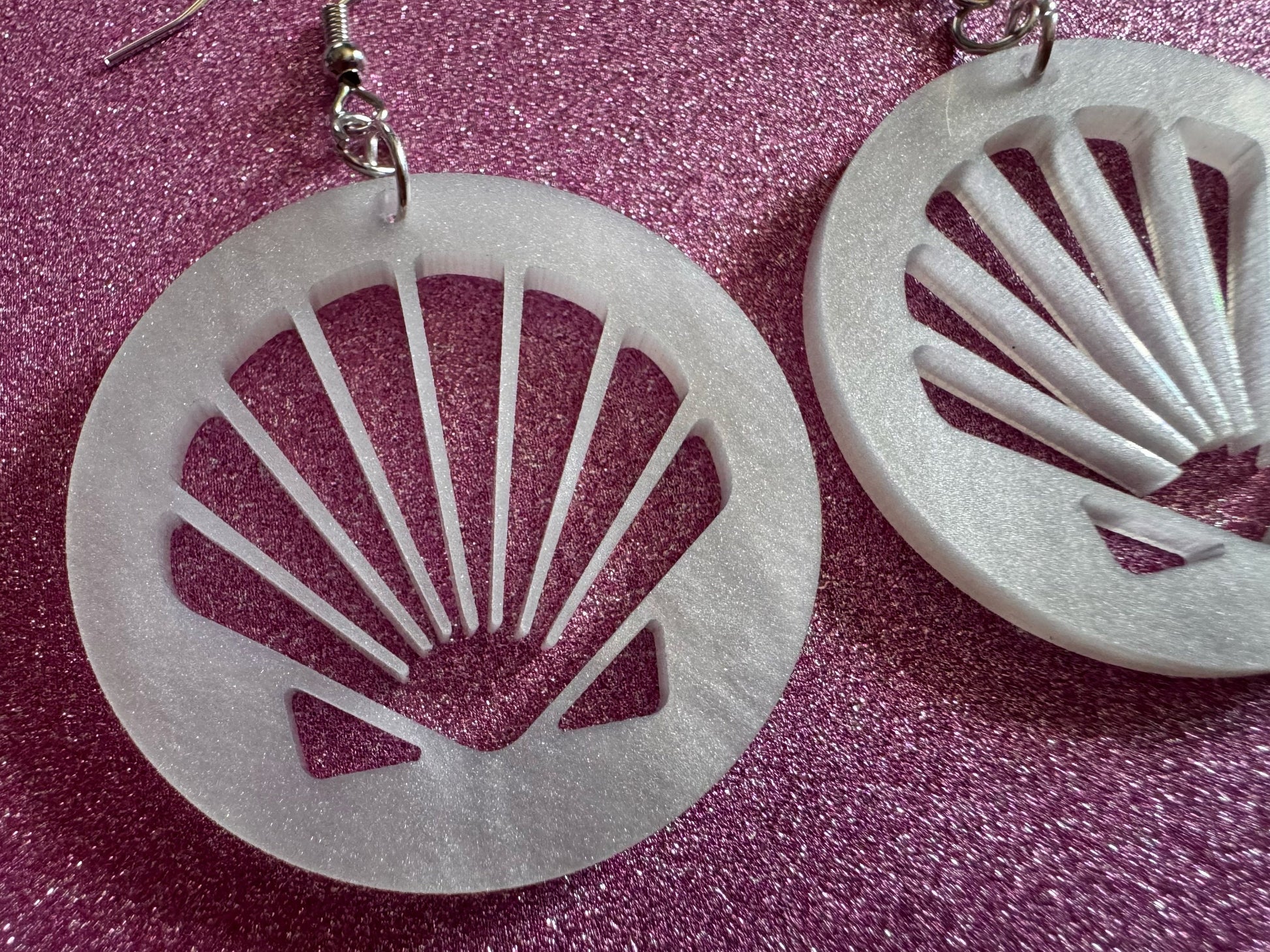 Pearlescent Shell Earrings: Laser Cut Acrylic Shells, Ocean, Beach, Seashells, Pearl, Mollusks, Sea Creature, Best Gifts for Her/Him/Them