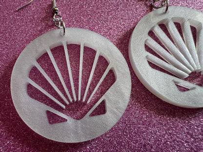 Pearlescent Shell Earrings: Laser Cut Acrylic Shells, Ocean, Beach, Seashells, Pearl, Mollusks, Sea Creature, Best Gifts for Her/Him/Them