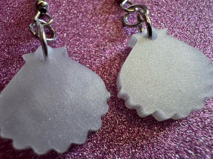 Pearlescent Shell Earrings: Laser Cut Acrylic Shells, Ocean, Beach, Seashells, Pearl, Mollusks, Sea Creature, Best Gifts for Her/Him/Them
