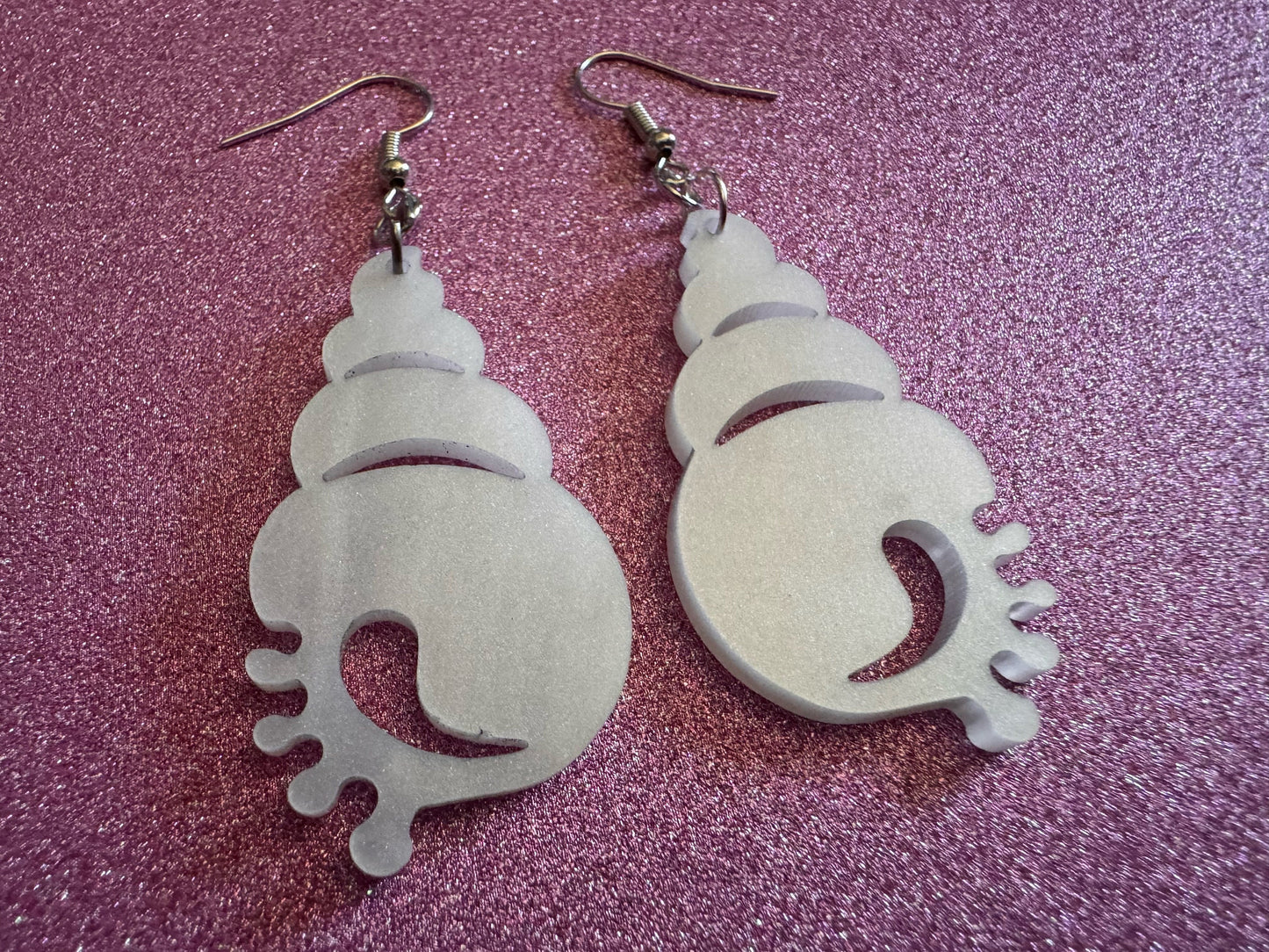 Pearlescent Shell Earrings: Laser Cut Acrylic Shells, Ocean, Beach, Seashells, Pearl, Mollusks, Sea Creature, Best Gifts for Her/Him/Them