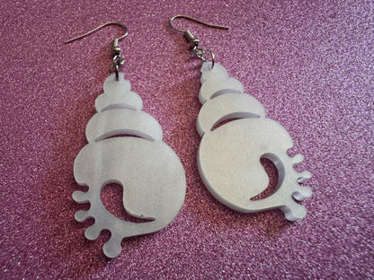 Pearlescent Shell Earrings: Laser Cut Acrylic Shells, Ocean, Beach, Seashells, Pearl, Mollusks, Sea Creature, Best Gifts for Her/Him/Them