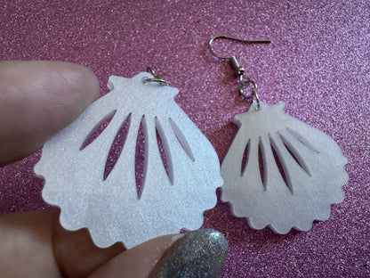 Pearlescent Shell Earrings: Laser Cut Acrylic Shells, Ocean, Beach, Seashells, Pearl, Mollusks, Sea Creature, Best Gifts for Her/Him/Them