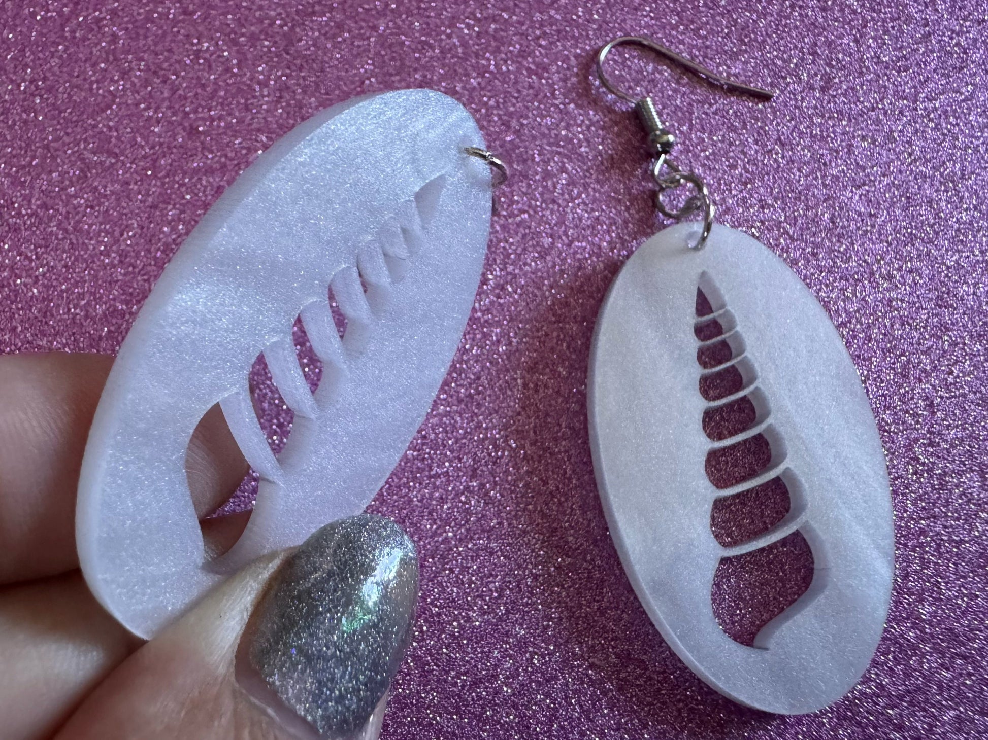 Pearlescent Shell Earrings: Laser Cut Acrylic Shells, Ocean, Beach, Seashells, Pearl, Mollusks, Sea Creature, Best Gifts for Her/Him/Them