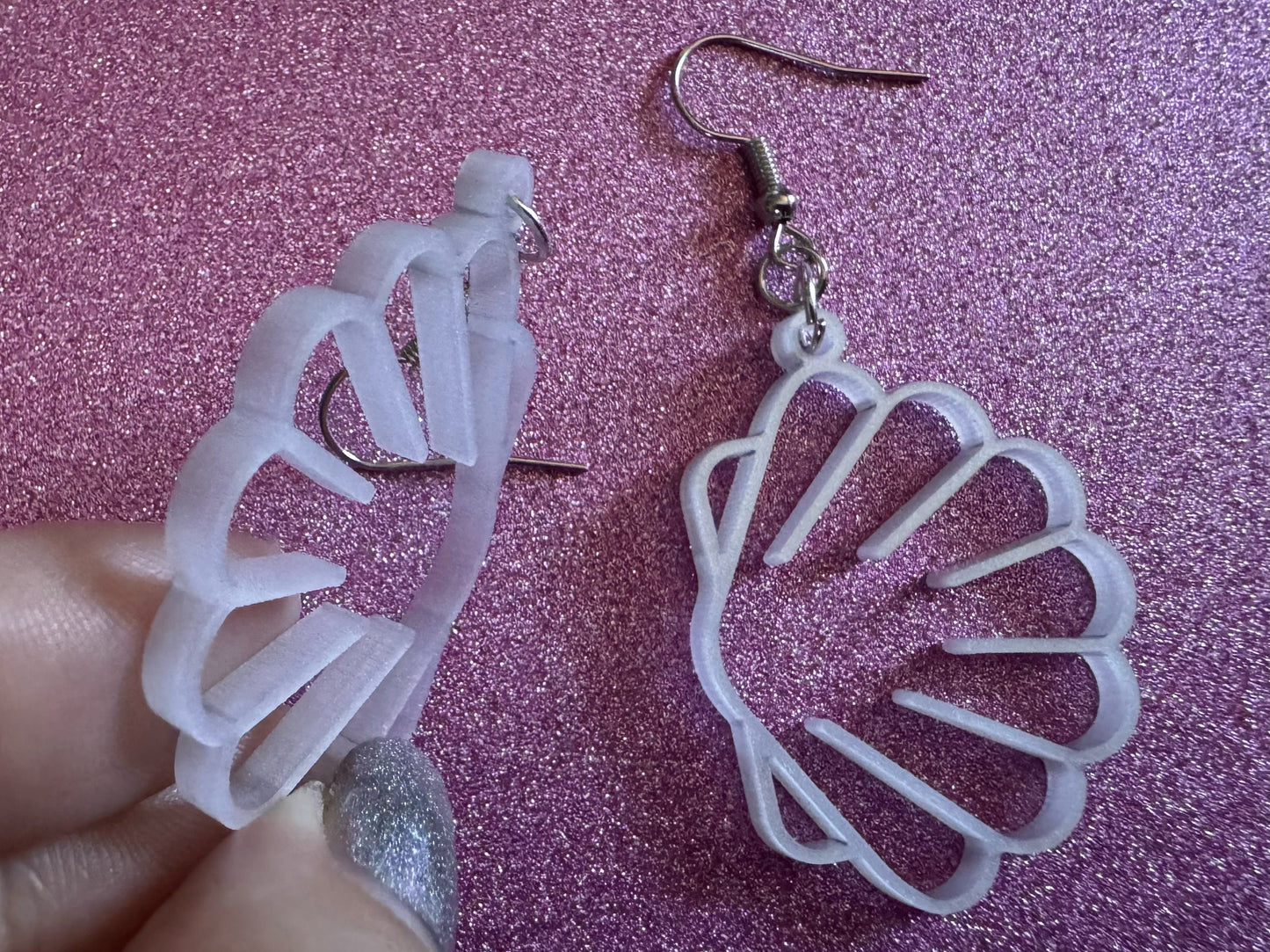 Pearlescent Shell Earrings: Laser Cut Acrylic Shells, Ocean, Beach, Seashells, Pearl, Mollusks, Sea Creature, Best Gifts for Her/Him/Them