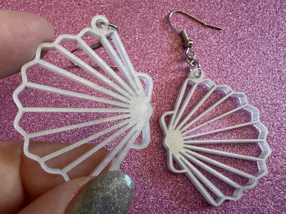 Pearlescent Shell Earrings: Laser Cut Acrylic Shells, Ocean, Beach, Seashells, Pearl, Mollusks, Sea Creature, Best Gifts for Her/Him/Them