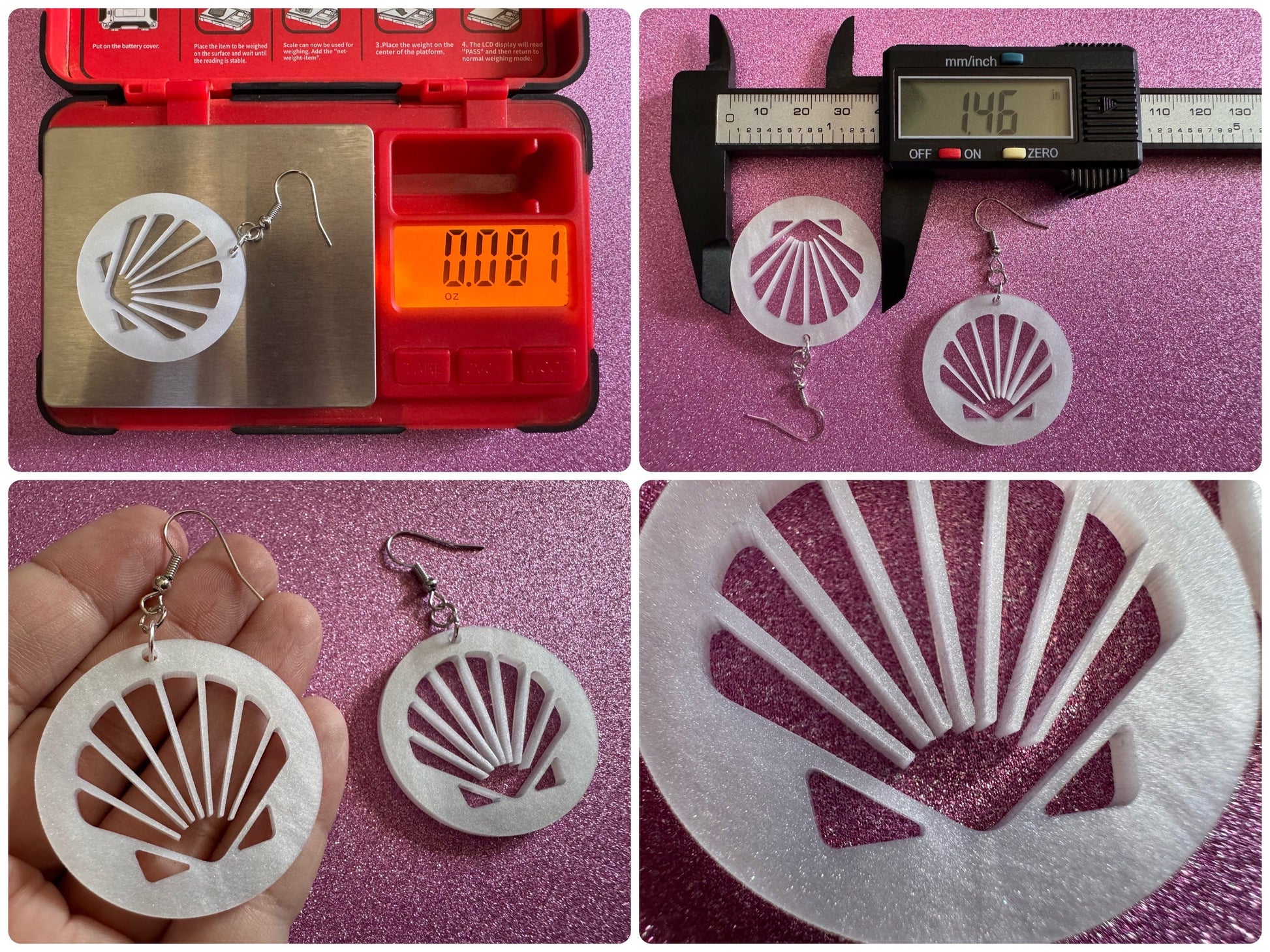 Pearlescent Shell Earrings: Laser Cut Acrylic Shells, Ocean, Beach, Seashells, Pearl, Mollusks, Sea Creature, Best Gifts for Her/Him/Them