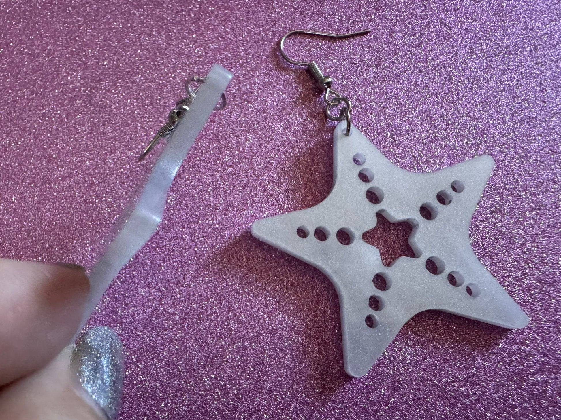 Pearlescent Starfish Earrings: Laser Cut Acrylic Stars, Ocean, Beach, Seashells, Pearl, Star Fuck, Sea Creature, Best Gifts for Her/Him/Them