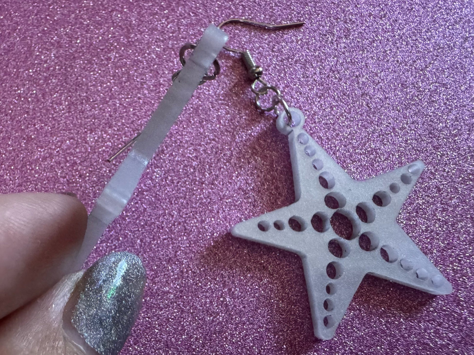 Pearlescent Starfish Earrings: Laser Cut Acrylic Stars, Ocean, Beach, Seashells, Pearl, Star Fuck, Sea Creature, Best Gifts for Her/Him/Them