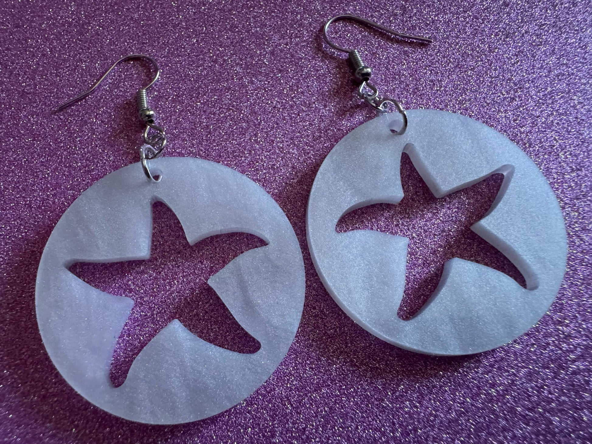 Pearlescent Starfish Earrings: Laser Cut Acrylic Stars, Ocean, Beach, Seashells, Pearl, Star Fuck, Sea Creature, Best Gifts for Her/Him/Them