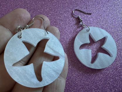 Pearlescent Starfish Earrings: Laser Cut Acrylic Stars, Ocean, Beach, Seashells, Pearl, Star Fuck, Sea Creature, Best Gifts for Her/Him/Them