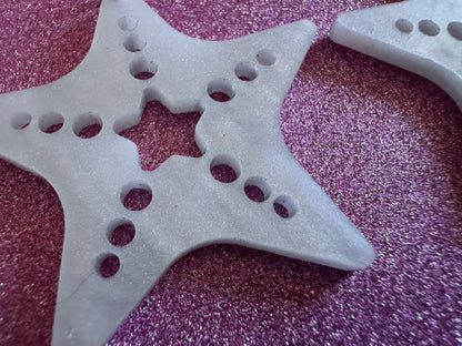 Pearlescent Starfish Earrings: Laser Cut Acrylic Stars, Ocean, Beach, Seashells, Pearl, Star Fuck, Sea Creature, Best Gifts for Her/Him/Them