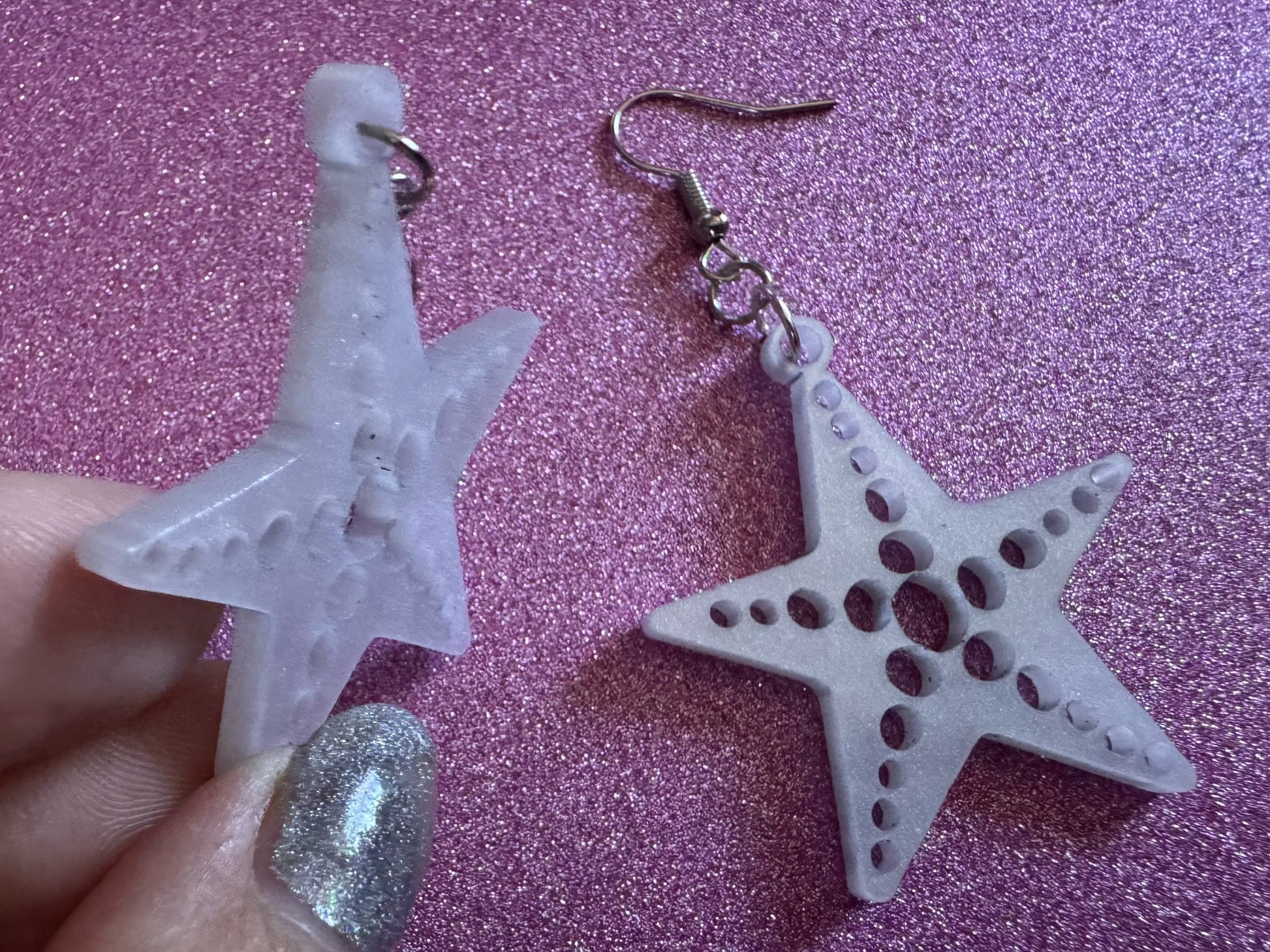 Pearlescent Starfish Earrings: Laser Cut Acrylic Stars, Ocean, Beach, Seashells, Pearl, Star Fuck, Sea Creature, Best Gifts for Her/Him/Them