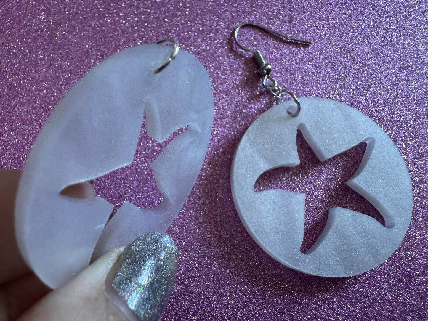 Pearlescent Starfish Earrings: Laser Cut Acrylic Stars, Ocean, Beach, Seashells, Pearl, Star Fuck, Sea Creature, Best Gifts for Her/Him/Them