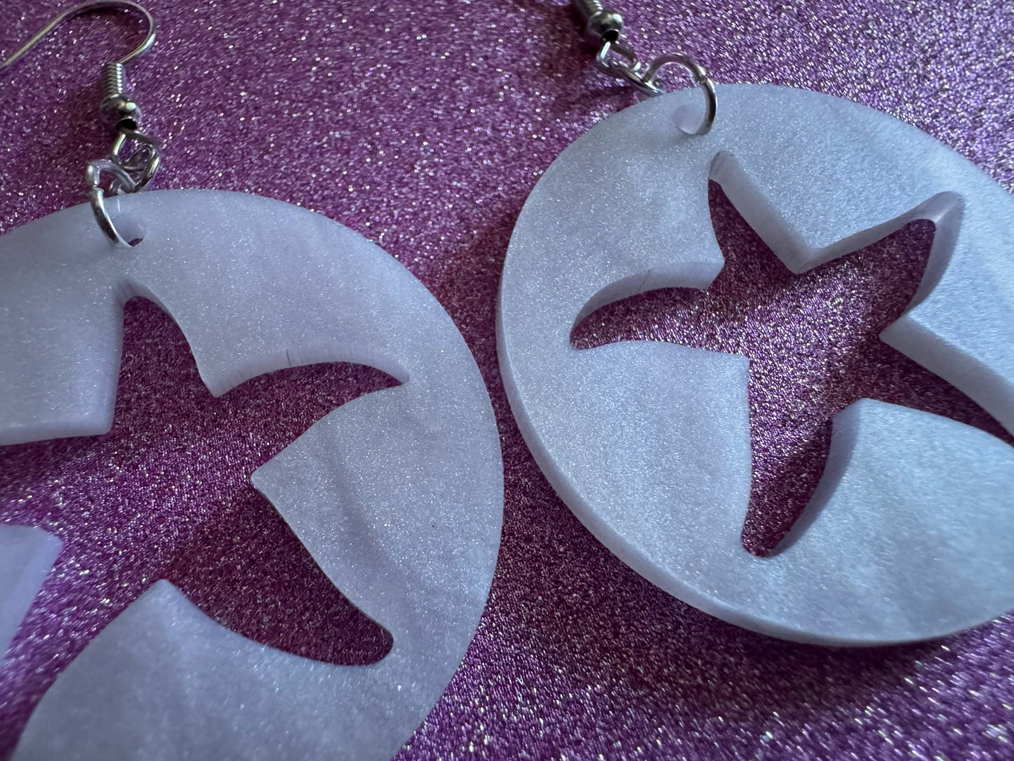 Pearlescent Starfish Earrings: Laser Cut Acrylic Stars, Ocean, Beach, Seashells, Pearl, Star Fuck, Sea Creature, Best Gifts for Her/Him/Them