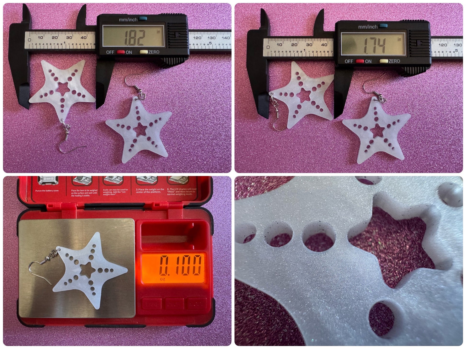 Pearlescent Starfish Earrings: Laser Cut Acrylic Stars, Ocean, Beach, Seashells, Pearl, Star Fuck, Sea Creature, Best Gifts for Her/Him/Them