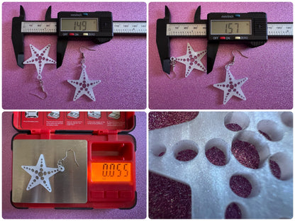 Pearlescent Starfish Earrings: Laser Cut Acrylic Stars, Ocean, Beach, Seashells, Pearl, Star Fuck, Sea Creature, Best Gifts for Her/Him/Them