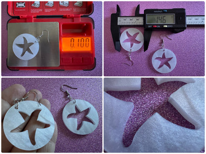Pearlescent Starfish Earrings: Laser Cut Acrylic Stars, Ocean, Beach, Seashells, Pearl, Star Fuck, Sea Creature, Best Gifts for Her/Him/Them