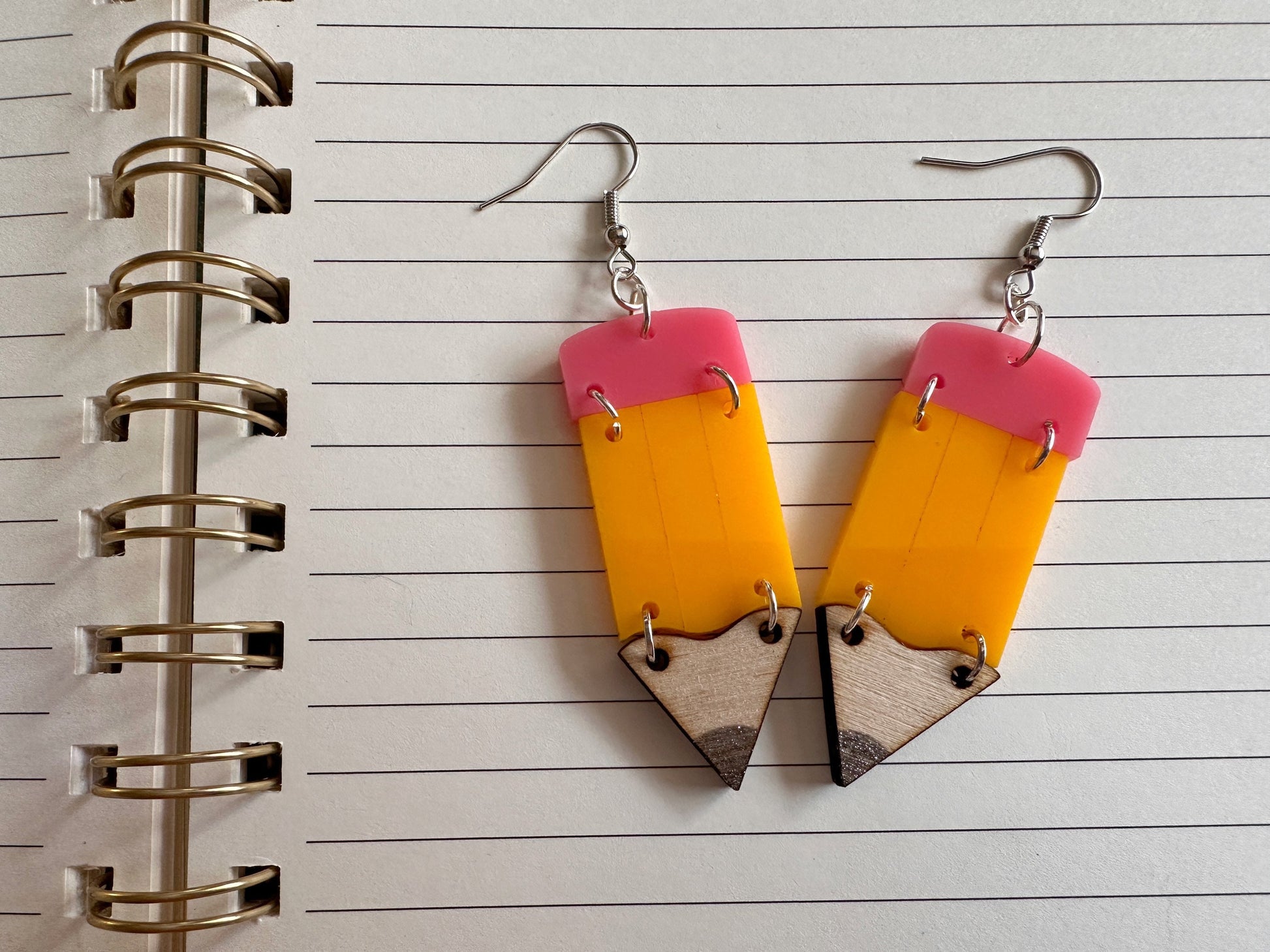 Pencil Back to School Earrings: Students, Teachers, Study, Education, Writing, Laser Cut Acrylic & Wood Pencils, Best Gifts for Her/Him/Them