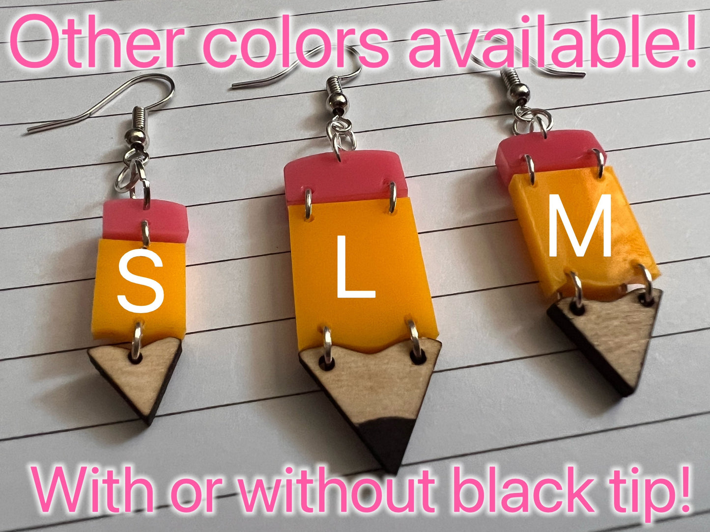 Pencil Back to School Earrings: Students, Teachers, Study, Education, Writing, Laser Cut Acrylic & Wood Pencils, Best Gifts for Her/Him/Them