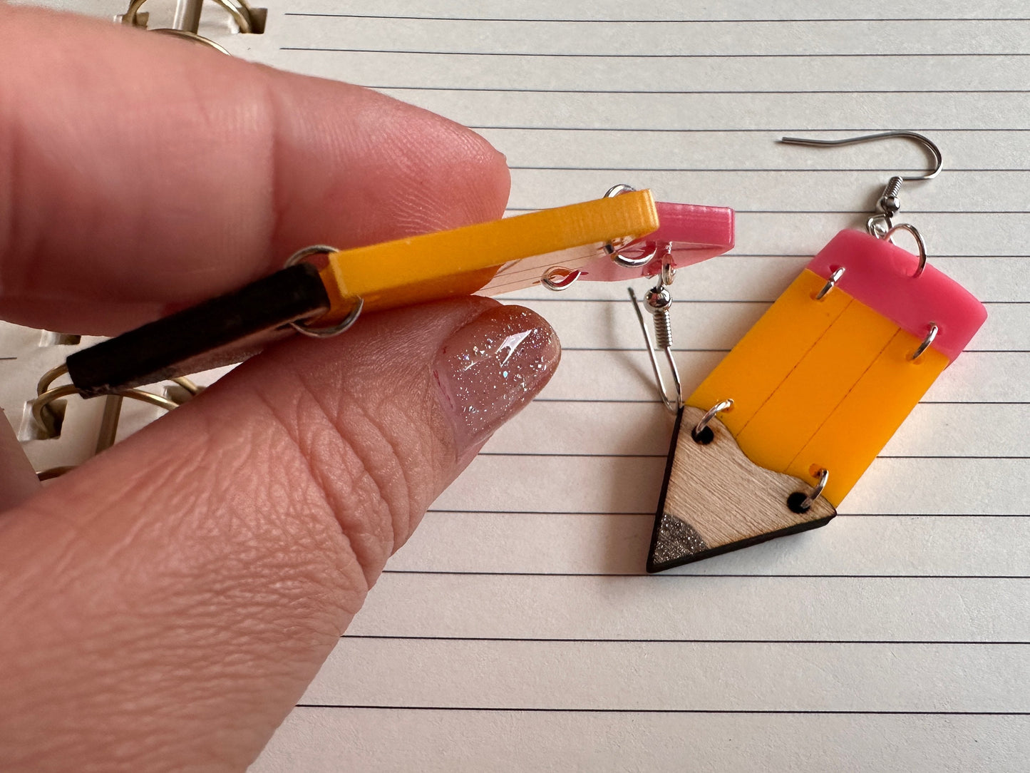 Pencil Back to School Earrings: Students, Teachers, Study, Education, Writing, Laser Cut Acrylic & Wood Pencils, Best Gifts for Her/Him/Them