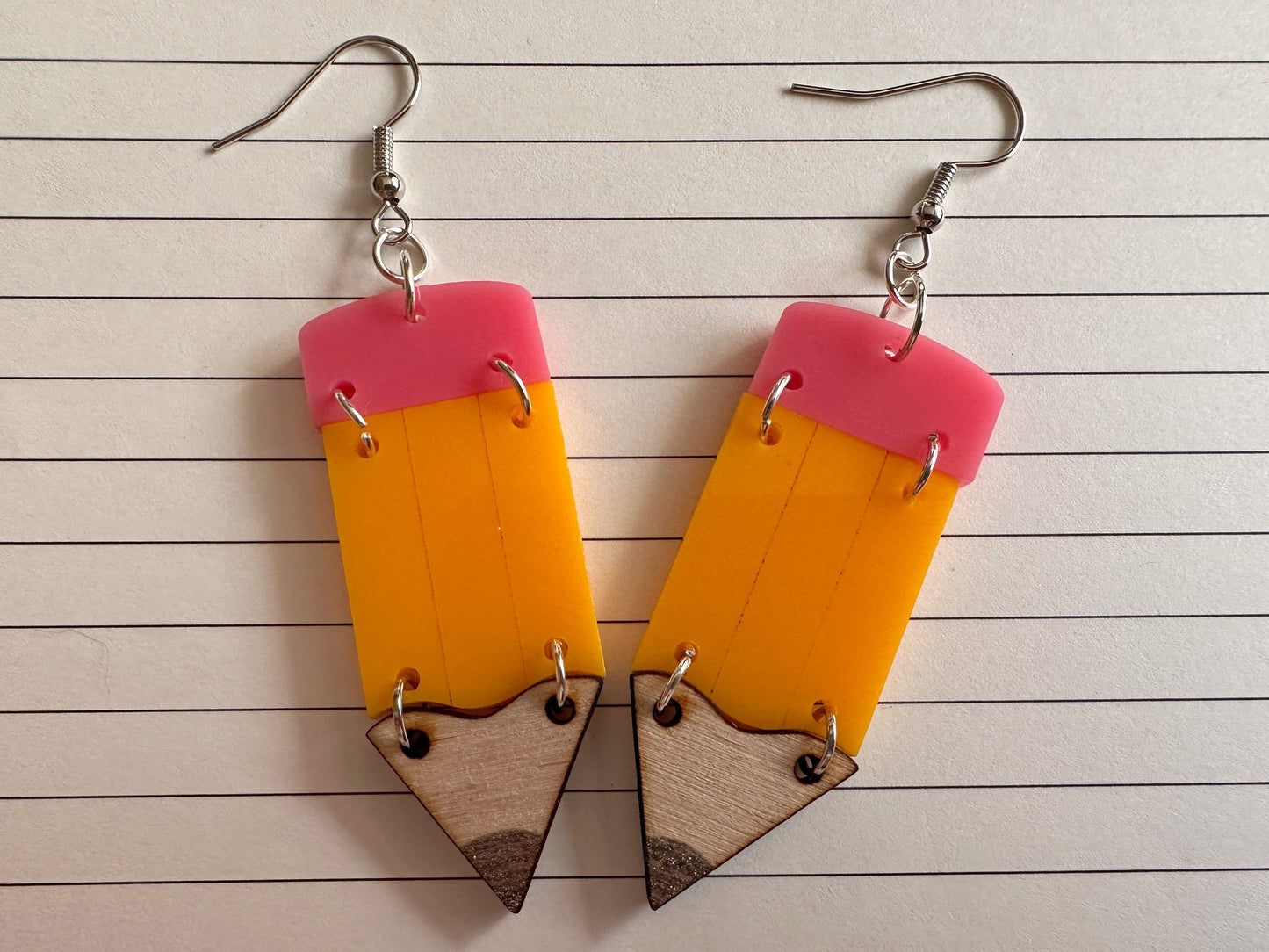 Pencil Back to School Earrings: Students, Teachers, Study, Education, Writing, Laser Cut Acrylic & Wood Pencils, Best Gifts for Her/Him/Them