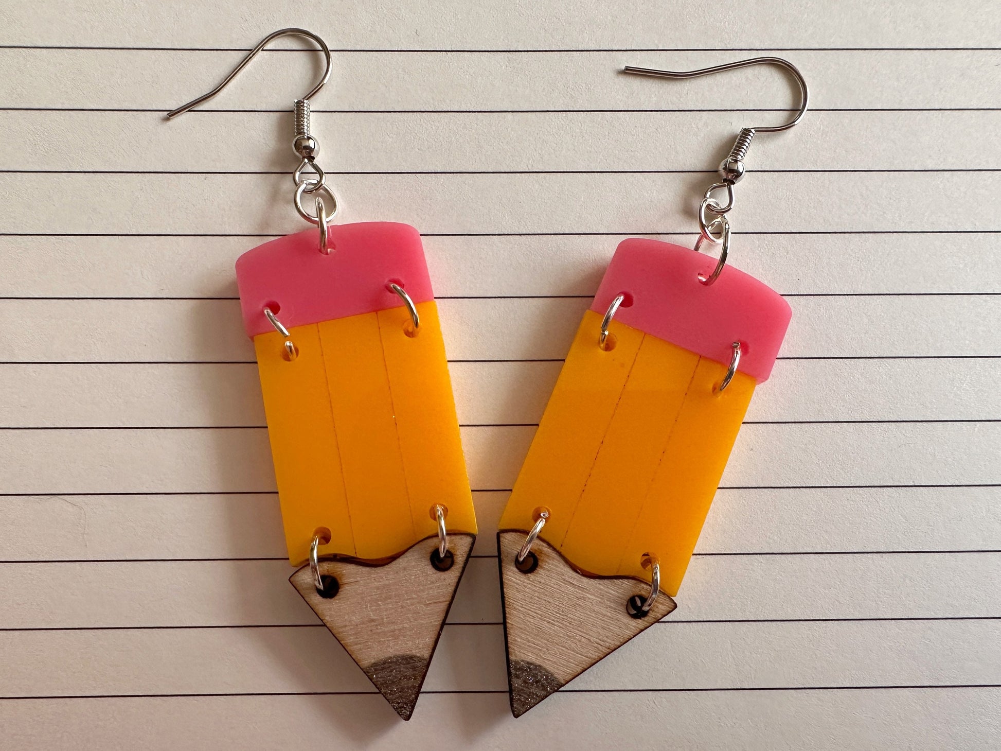 Pencil Back to School Earrings: Students, Teachers, Study, Education, Writing, Laser Cut Acrylic & Wood Pencils, Best Gifts for Her/Him/Them