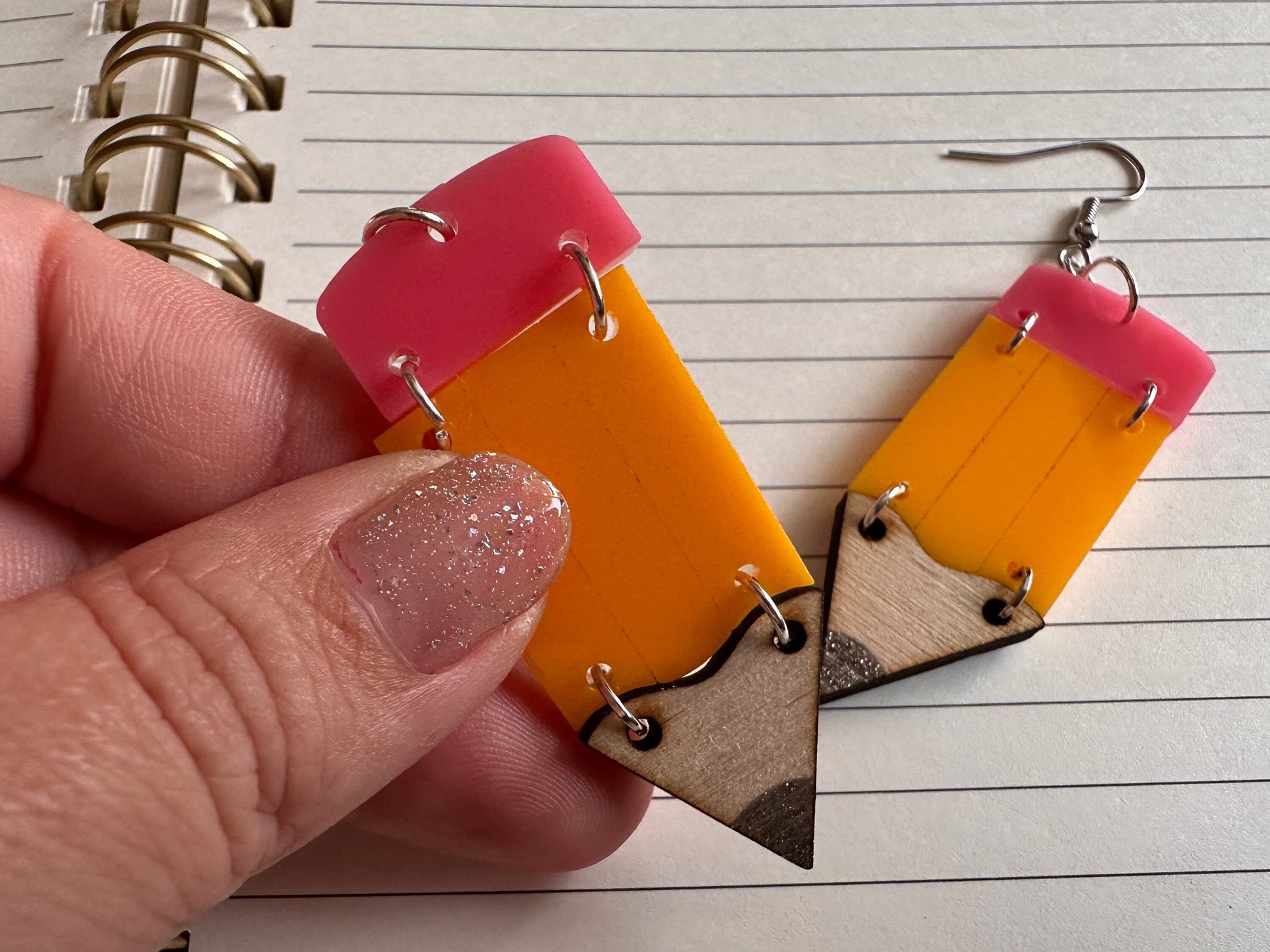 Pencil Back to School Earrings: Students, Teachers, Study, Education, Writing, Laser Cut Acrylic & Wood Pencils, Best Gifts for Her/Him/Them