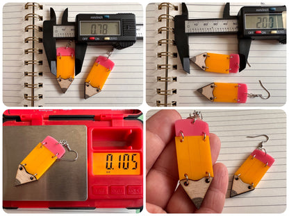 Pencil Back to School Earrings: Students, Teachers, Study, Education, Writing, Laser Cut Acrylic & Wood Pencils, Best Gifts for Her/Him/Them