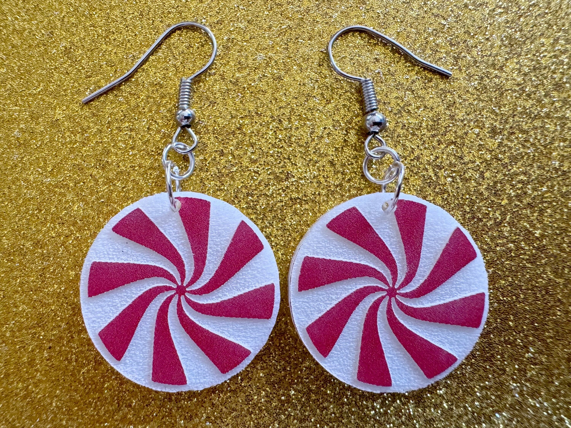 Peppermint Earrings: Laser Cut Acrylic Christmas Earrings, X-mas, After Dinner Mints, Santa Claus, Presents, Best Gifts for Her/Him/Them