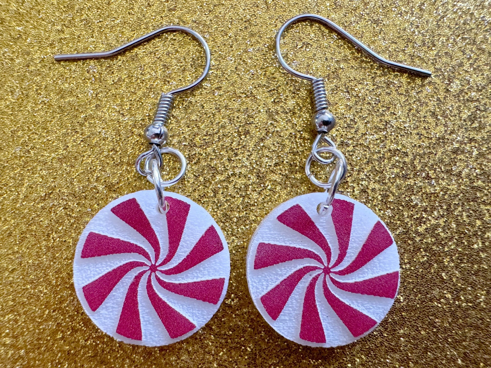 Peppermint Earrings: Laser Cut Acrylic Christmas Earrings, X-mas, After Dinner Mints, Santa Claus, Presents, Best Gifts for Her/Him/Them