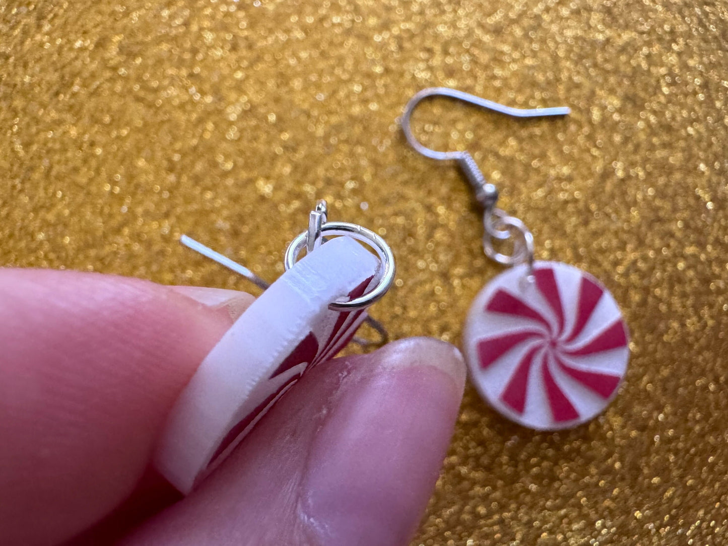Peppermint Earrings: Laser Cut Acrylic Christmas Earrings, X-mas, After Dinner Mints, Santa Claus, Presents, Best Gifts for Her/Him/Them