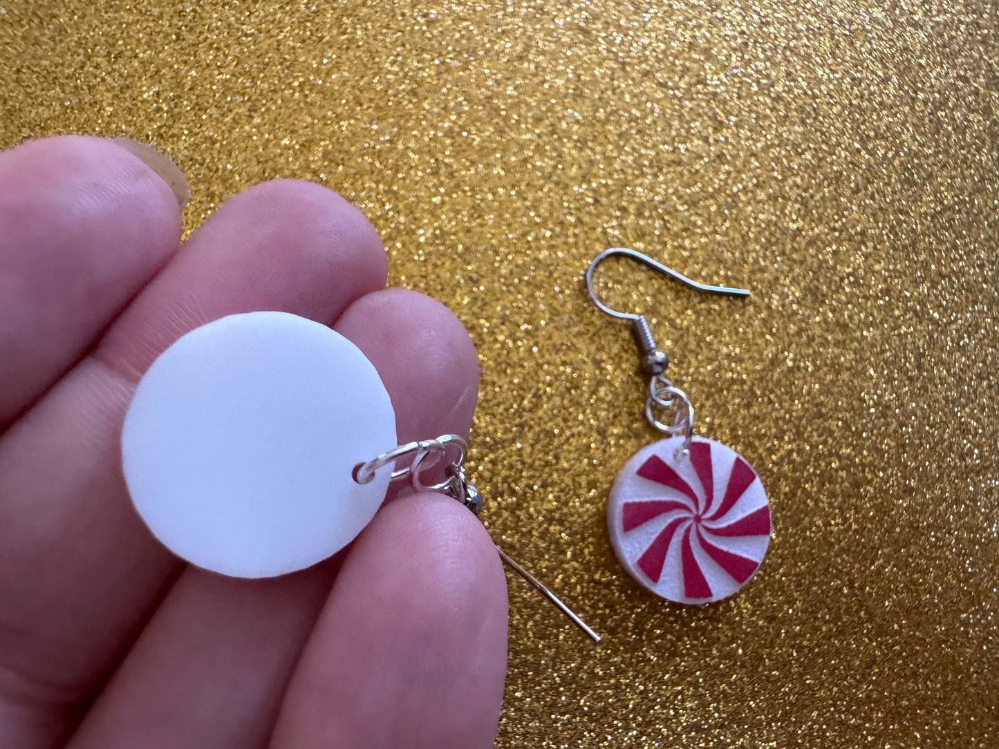 Peppermint Earrings: Laser Cut Acrylic Christmas Earrings, X-mas, After Dinner Mints, Santa Claus, Presents, Best Gifts for Her/Him/Them