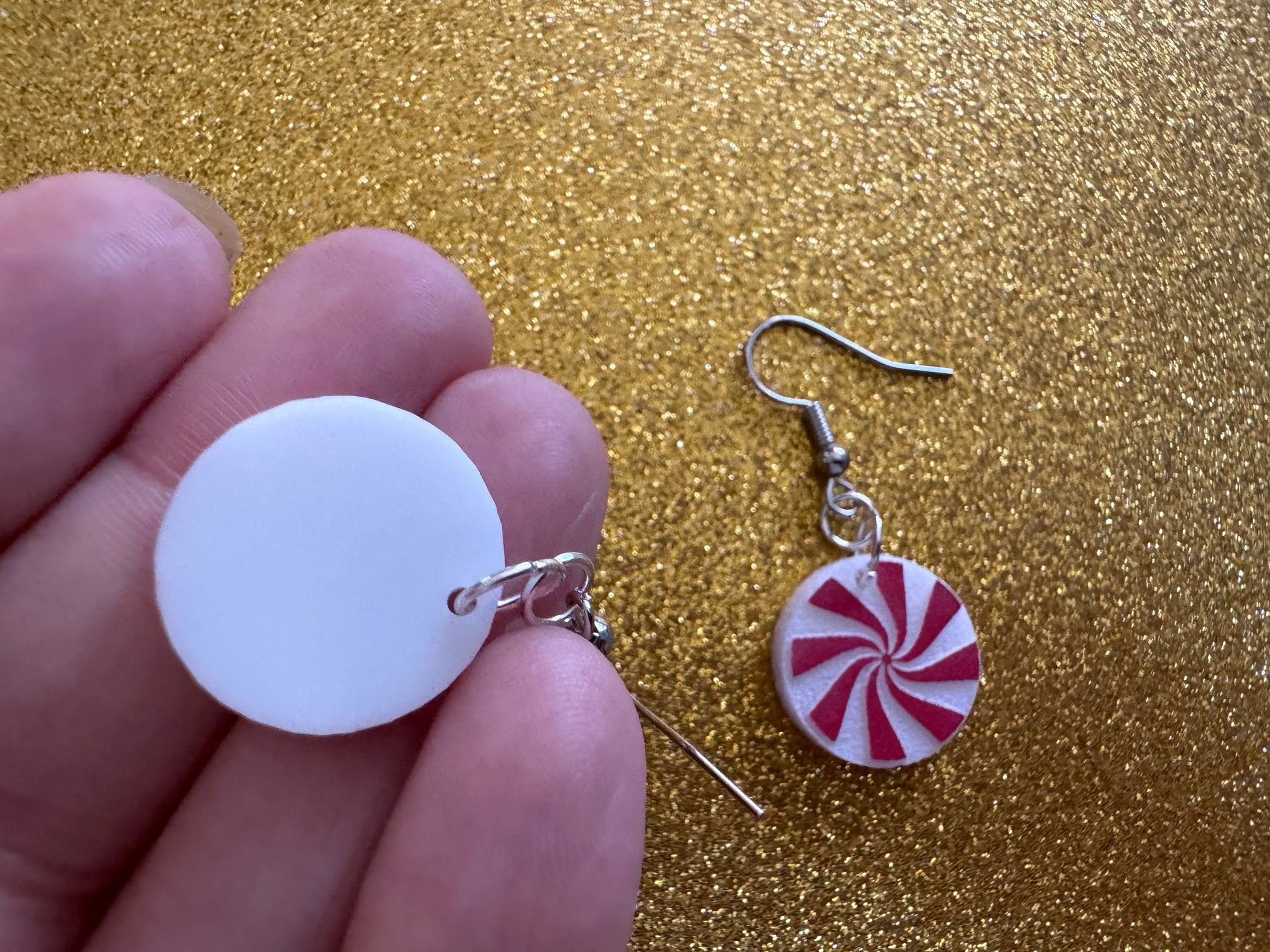 Peppermint Earrings: Laser Cut Acrylic Christmas Earrings, X-mas, After Dinner Mints, Santa Claus, Presents, Best Gifts for Her/Him/Them
