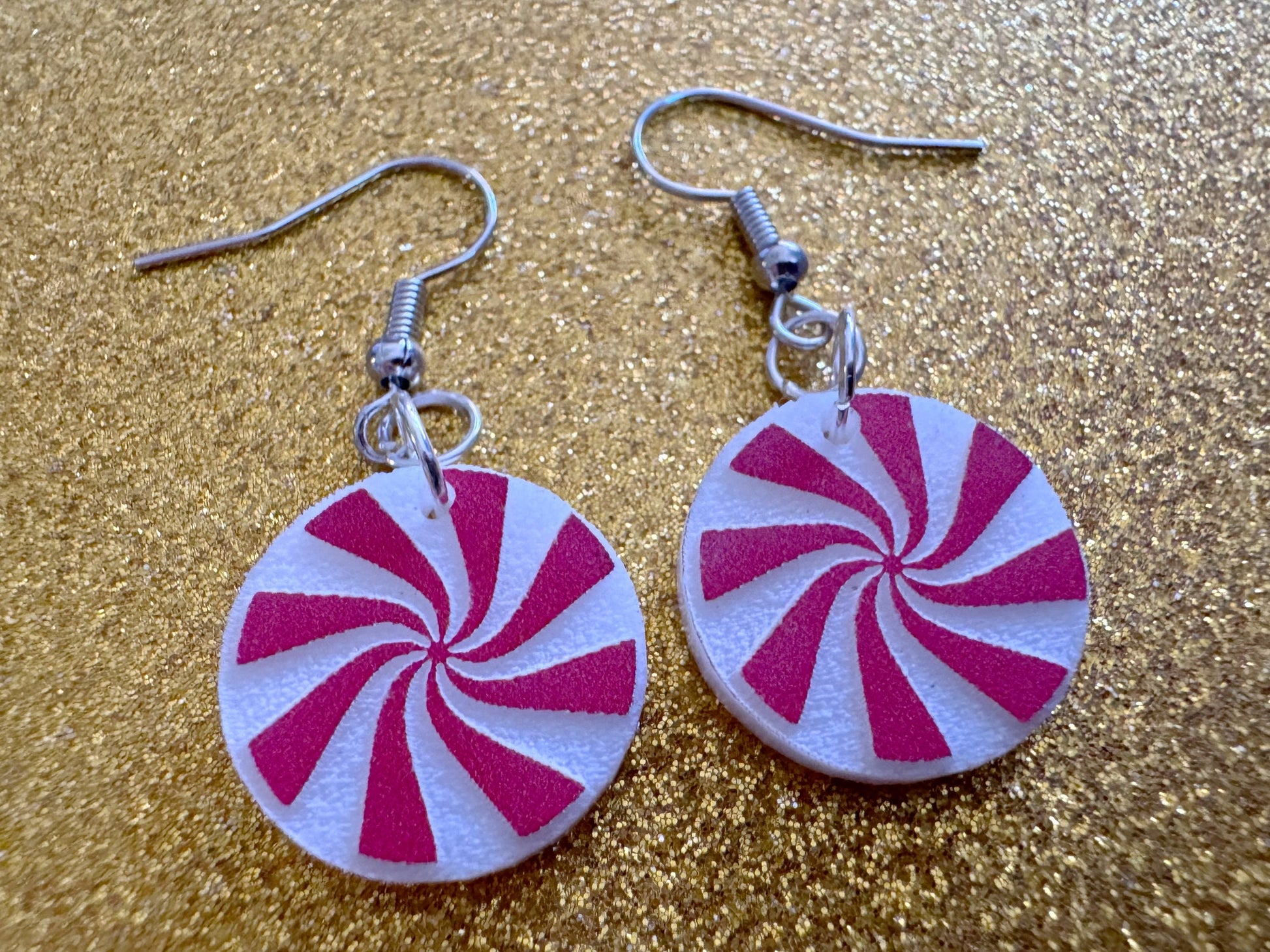 Peppermint Earrings: Laser Cut Acrylic Christmas Earrings, X-mas, After Dinner Mints, Santa Claus, Presents, Best Gifts for Her/Him/Them