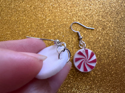 Peppermint Earrings: Laser Cut Acrylic Christmas Earrings, X-mas, After Dinner Mints, Santa Claus, Presents, Best Gifts for Her/Him/Them