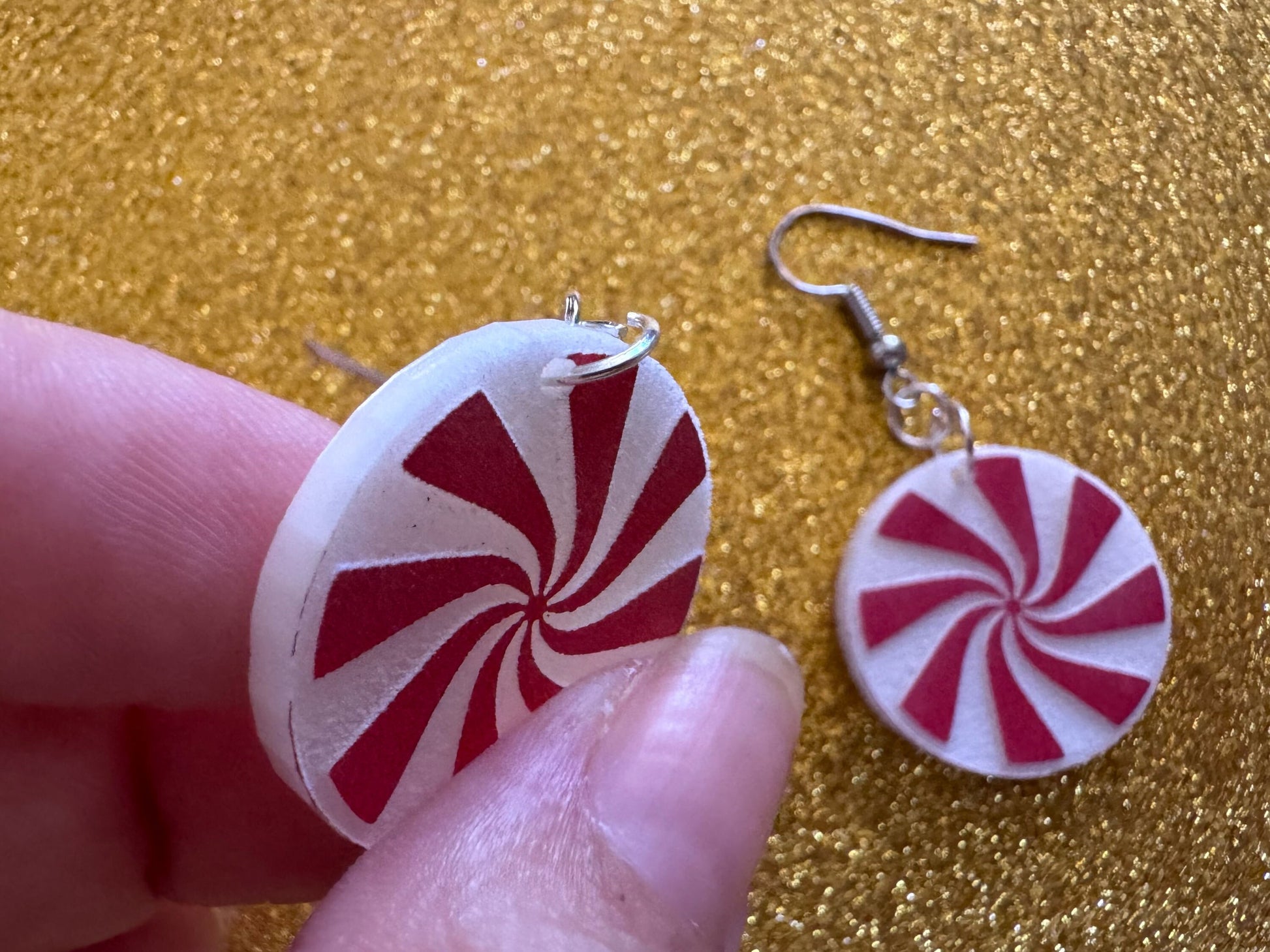 Peppermint Earrings: Laser Cut Acrylic Christmas Earrings, X-mas, After Dinner Mints, Santa Claus, Presents, Best Gifts for Her/Him/Them