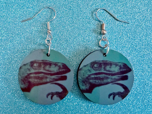 Philosoraptor Meme Earrings: Wooden Sublimation Meme Earrings, Dinosaur Thinking Meme, Novelty, Pop Culture, Best Gifts for Her/Him/Them