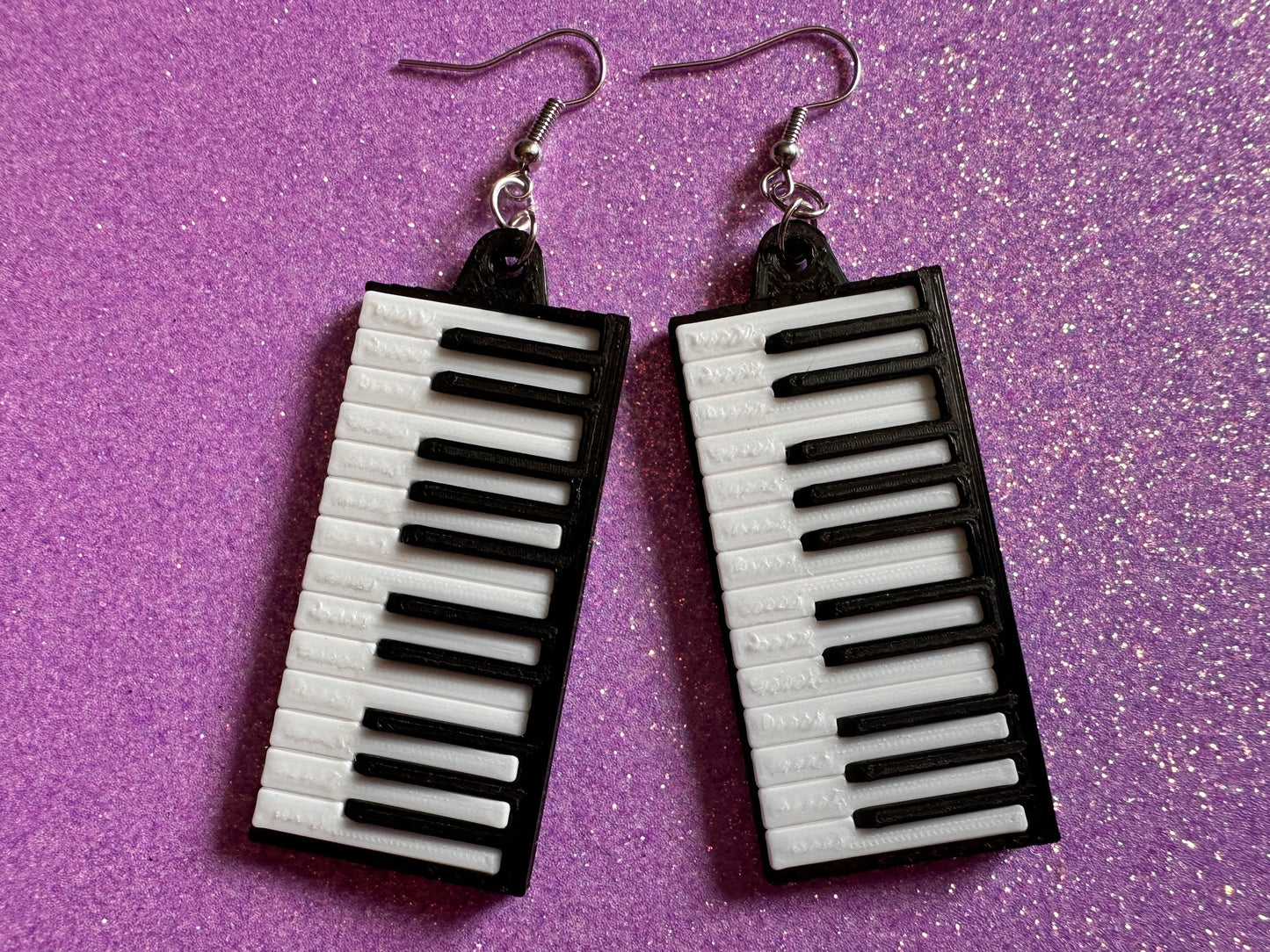 Piano Earrings: 3D Printed Piano Keyboards, Classical Music, Concert, Musical, Musician, Mozart, Instrument, Best Gifts for Her/Him/Them