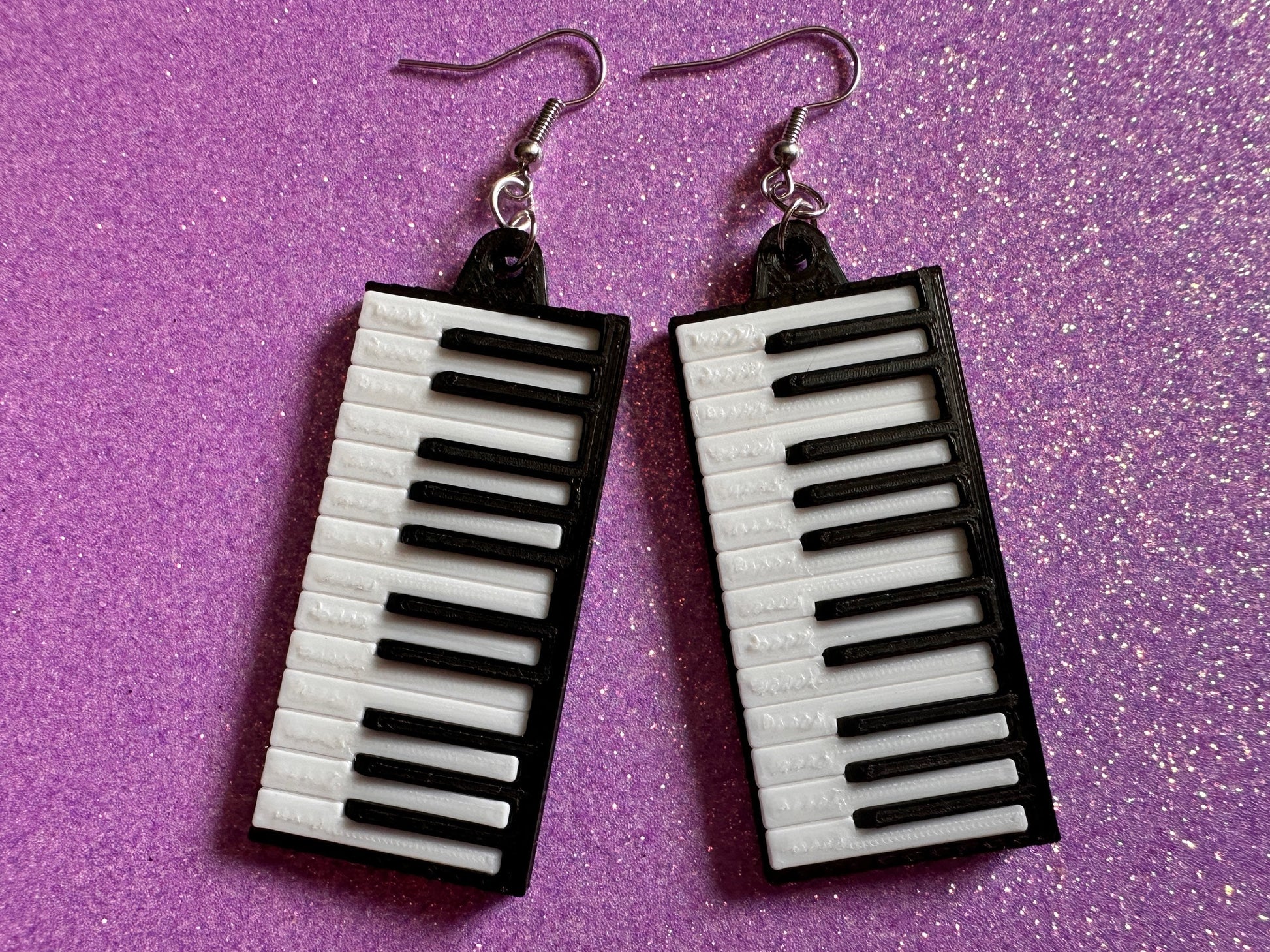 Piano Earrings: 3D Printed Piano Keyboards, Classical Music, Concert, Musical, Musician, Mozart, Instrument, Best Gifts for Her/Him/Them