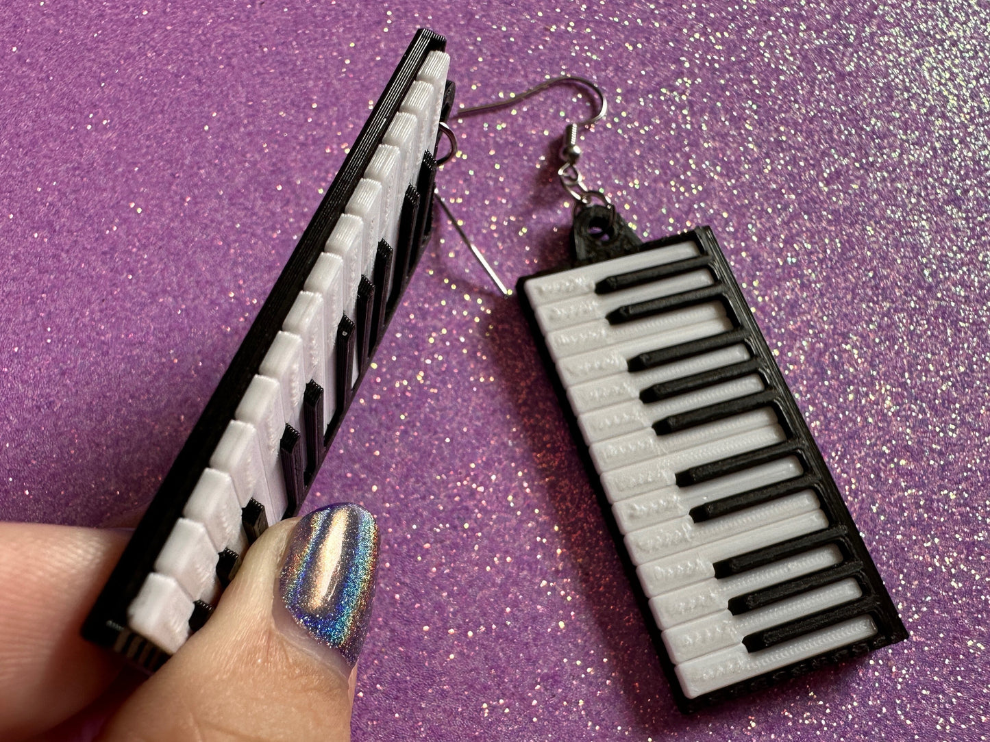 Piano Earrings: 3D Printed Piano Keyboards, Classical Music, Concert, Musical, Musician, Mozart, Instrument, Best Gifts for Her/Him/Them