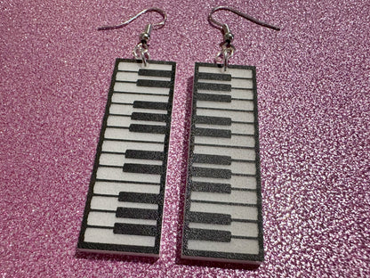 Piano Earrings: Laser Cut Acrylic Pianos, Keyboards, Music, Musical, Musician, Octave, Keys, Play, Instrument, Best Gifts for Her/Him/Them