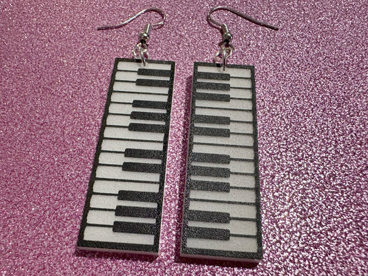 Piano Earrings: Laser Cut Acrylic Pianos, Keyboards, Music, Musical, Musician, Octave, Keys, Play, Instrument, Best Gifts for Her/Him/Them