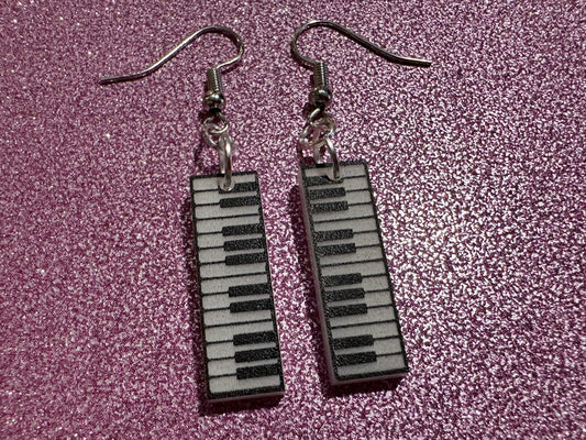 Piano Earrings: Laser Cut Acrylic Pianos, Keyboards, Music, Musical, Musician, Octave, Keys, Play, Instrument, Best Gifts for Her/Him/Them